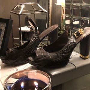 Tory Burch All Leather Allison Croc